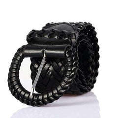 Women’s Large Braided Belt with Detailed Buckle