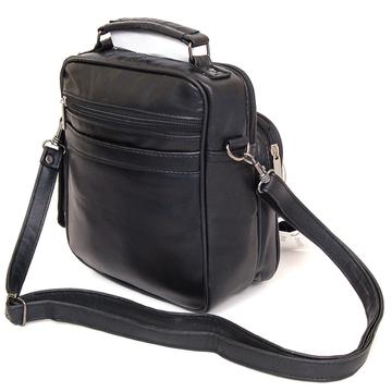 Unisex Leather Organizer Camera Style Bag Black