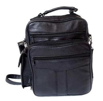 Unisex Leather Organizer Camera Style Bag Black