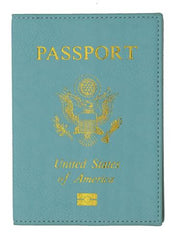 Leather USA Logo Passport Holder - Navy Blue