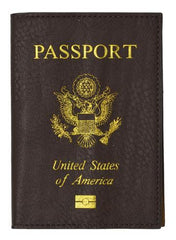Leather USA Logo Passport Holder - Navy Blue
