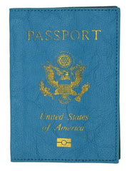Leather USA Logo Passport Holder - Navy Blue