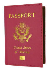 Leather USA Logo Passport Holder - Navy Blue