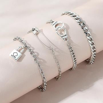 Love Silver Fashion 4 PC Bracelet set