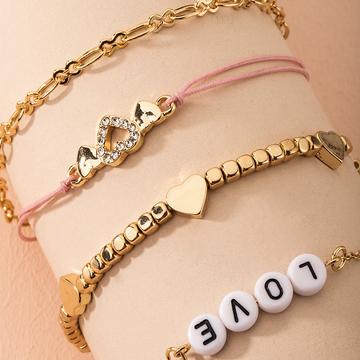 Gold 4 Part Women Stylish Bracelet