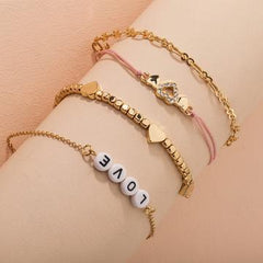 Gold 4 Part Women Stylish Bracelet