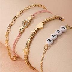 Gold 4 Part Women Stylish Bracelet