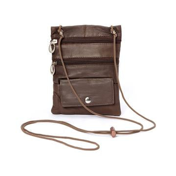 Soft Genuine Leather 2-in-1 Cross-Body Travel Bag Brown