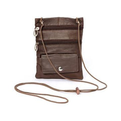 Soft Genuine Leather 2-in-1 Cross-Body Travel Bag Brown