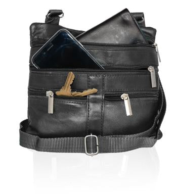 Soft, Thin, Light, Mini Crossbody Leather Purse Black