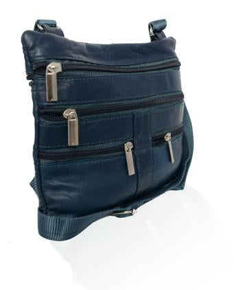 Soft, Thin, Light, Mini Crossbody Leather Purse Navy Blue