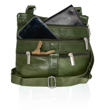 Soft, Thin, Light, Mini Crossbody Leather Purse Green