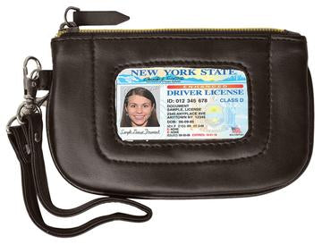 RFID Collection Brown Premium Leather Mini Wristlet