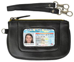 RFID Collection Premium Leather Mini Wristlet- Black Color