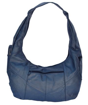 Top Zip Hobo Genuine Mexican Leather Bag -Blue