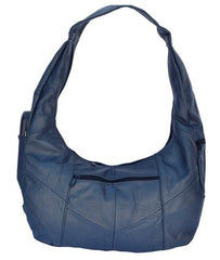 Top Zip Hobo Genuine Mexican Leather Bag -Blue