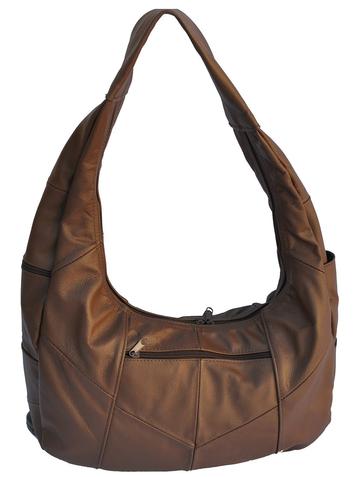 Top Zip Hobo Genuine Mexican Leather Bag -Brown