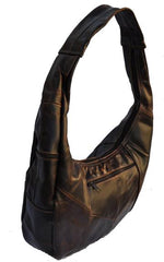 Top Zip Hobo Genuine Mexican Leather Bag -Brown