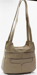 Leather Hobo Bag by AFONiE Beige
