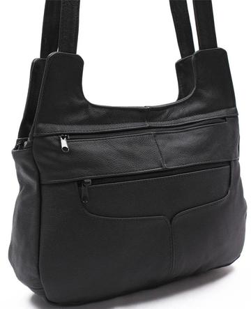 Leather Hobo Bag by AFONiE black