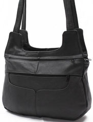 Leather Hobo Bag by AFONiE black