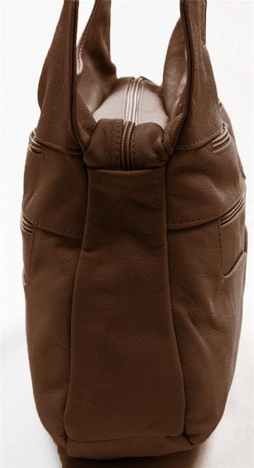 Leather Hobo Bag by AFONiE brown