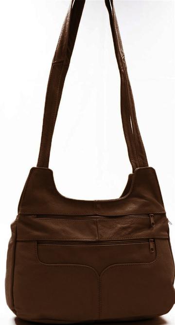 Leather Hobo Bag by AFONiE brown