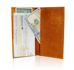 Deluxe RFID-Blocking Leather Check Book Holder - Tan