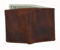 AFONiE Distressed Leather Trifold Wallet For Men