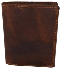 AFONiE Distressed Leather Trifold Wallet For Men
