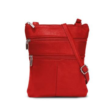 Soft Genuine Leather Multi-Pocket Crossbody Bag