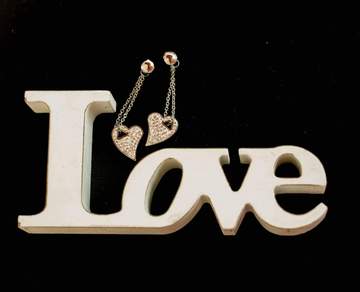 Dangle Heart Cubic Zirconia Earrings