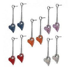 Dangle Heart Cubic Zirconia Earrings