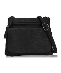 Mini Genuine Leather Crossbody Bag Black