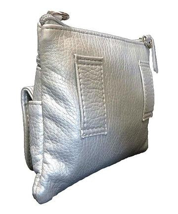 Mini Genuine Leather Crossbody Bag Silver