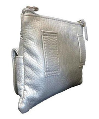 Mini Genuine Leather Crossbody Bag Silver