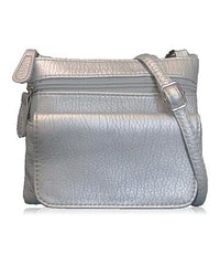 Mini Genuine Leather Crossbody Bag Silver