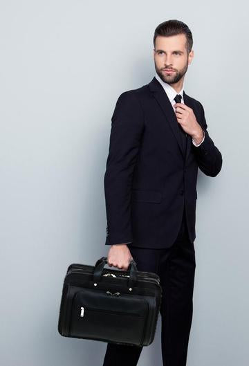 AFONiE Leather Briefcase w/ Laptop Holder