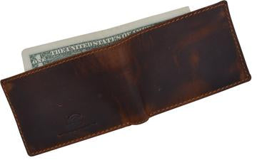 AFONiE Distressed Brown Flip Pocket Leather Wallet