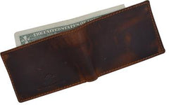 AFONiE Distressed Brown Flip Pocket Leather Wallet