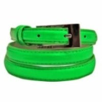 Women's Skinny Patent Leather Belt with Square Buckle