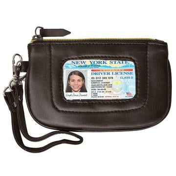 RFID Collection Brown Premium Leather Mini Wristlet