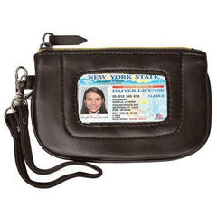 RFID Collection Brown Premium Leather Mini Wristlet